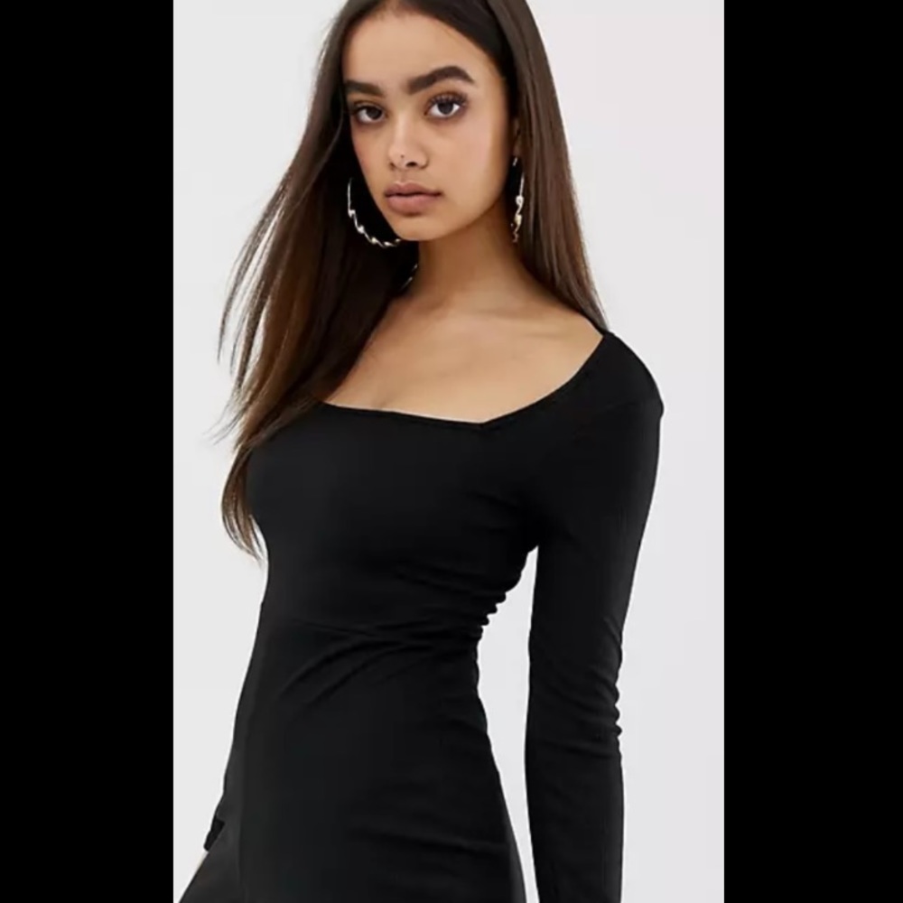 Missguided square neck ribbed culotte jumpsuit, black, Size 10, BNWT 💕 - Picture 2 of 9